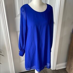 I.N. San Francisco Vibrant Blue Long Sleeve Dress (size small)
